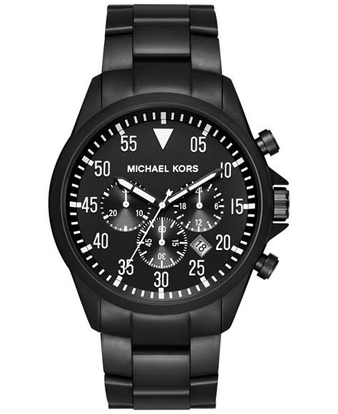 michael kors mens all black watches|Michael Kors black chronograph watch.